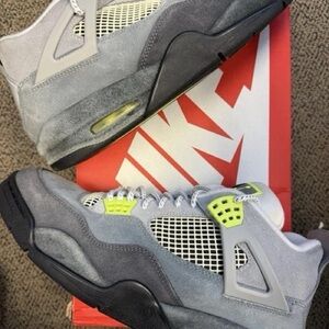 Jordan 4 Retro SE 95 Neon - Gray and Yellow Sneakers with Mesh Panels